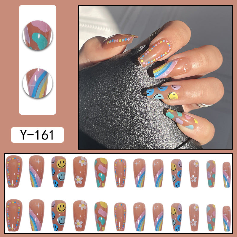 Venta al por mayor de plástico Rainbow Polka Dot Smiley Face Wear Nail Art